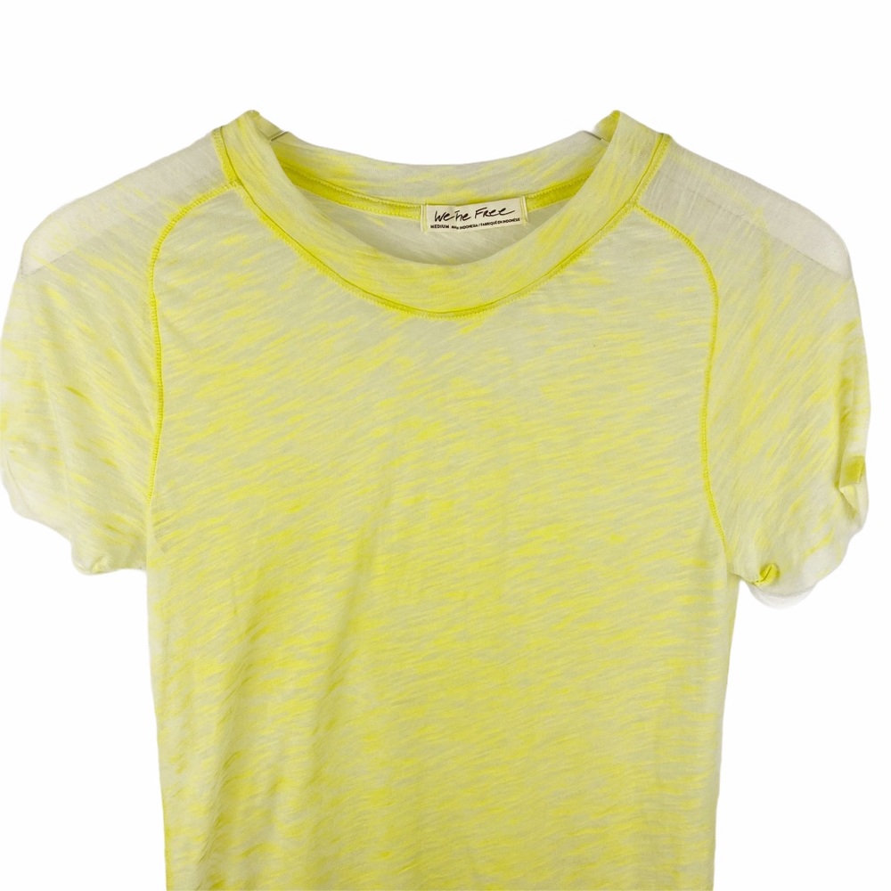 WE THE FREE PEOPLE Yellow Burnout Key Lime Summertime T-shirt Tee M - Picture 3 of 6